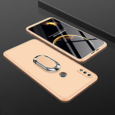 Custodia Plastica Rigida Cover Opaca Fronte e Retro 360 Gradi con Anello Supporto per Huawei Y9 (2019) Oro