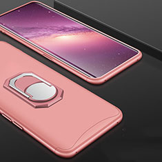 Custodia Plastica Rigida Cover Opaca Fronte e Retro 360 Gradi con Anello Supporto per Oppo Find X Oro Rosa