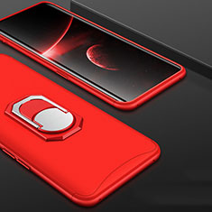 Custodia Plastica Rigida Cover Opaca Fronte e Retro 360 Gradi con Anello Supporto per Oppo Find X Super Flash Edition Rosso