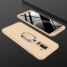 Custodia Plastica Rigida Cover Opaca Fronte e Retro 360 Gradi con Anello Supporto per Samsung Galaxy A6 Plus (2018) Oro