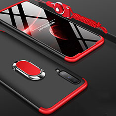 Custodia Plastica Rigida Cover Opaca Fronte e Retro 360 Gradi con Anello Supporto per Samsung Galaxy A70S Rosso e Nero