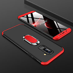 Custodia Plastica Rigida Cover Opaca Fronte e Retro 360 Gradi con Anello Supporto per Samsung Galaxy A9 Star Lite Rosso e Nero