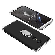 Custodia Plastica Rigida Cover Opaca Fronte e Retro 360 Gradi con Anello Supporto per Xiaomi Redmi Note 5 Indian Version Argento