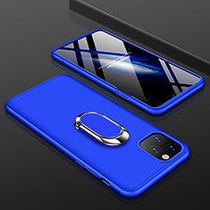 Custodia Plastica Rigida Cover Opaca Fronte e Retro 360 Gradi con Anello Supporto R01 per Apple iPhone 11 Pro Max Blu