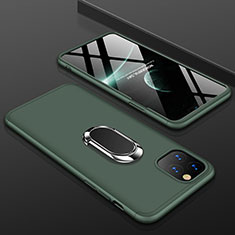 Custodia Plastica Rigida Cover Opaca Fronte e Retro 360 Gradi con Anello Supporto R01 per Apple iPhone 11 Pro Max Verde