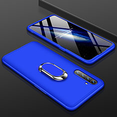 Custodia Plastica Rigida Cover Opaca Fronte e Retro 360 Gradi con Anello Supporto R01 per Realme X2 Blu