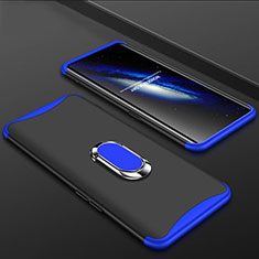 Custodia Plastica Rigida Cover Opaca Fronte e Retro 360 Gradi con Anello Supporto S01 per Oppo Find X Blu e Nero