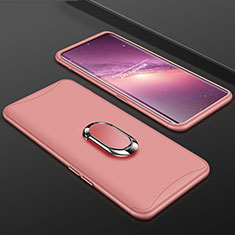 Custodia Plastica Rigida Cover Opaca Fronte e Retro 360 Gradi con Anello Supporto S01 per Oppo Find X Oro Rosa