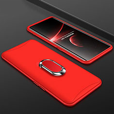 Custodia Plastica Rigida Cover Opaca Fronte e Retro 360 Gradi con Anello Supporto S01 per Oppo Find X Rosso