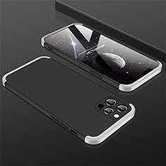 Custodia Plastica Rigida Cover Opaca Fronte e Retro 360 Gradi M01 per Apple iPhone 12 Pro Max Argento e Nero