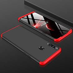 Custodia Plastica Rigida Cover Opaca Fronte e Retro 360 Gradi M01 per Samsung Galaxy A20s Rosso e Nero