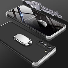 Custodia Plastica Rigida Cover Opaca Fronte e Retro 360 Gradi M01 per Samsung Galaxy S21 FE 5G Argento e Nero