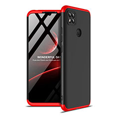 Custodia Plastica Rigida Cover Opaca Fronte e Retro 360 Gradi M01 per Xiaomi Redmi 9 India Rosso e Nero