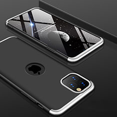 Custodia Plastica Rigida Cover Opaca Fronte e Retro 360 Gradi P01 per Apple iPhone 11 Pro Argento e Nero