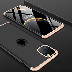 Custodia Plastica Rigida Cover Opaca Fronte e Retro 360 Gradi P01 per Apple iPhone 11 Pro Oro e Nero