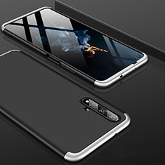 Custodia Plastica Rigida Cover Opaca Fronte e Retro 360 Gradi P01 per Huawei Nova 5T Argento e Nero