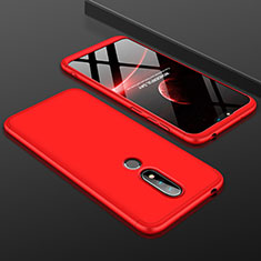 Custodia Plastica Rigida Cover Opaca Fronte e Retro 360 Gradi P01 per Nokia X6 Rosso