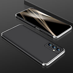 Custodia Plastica Rigida Cover Opaca Fronte e Retro 360 Gradi P01 per Samsung Galaxy F13 4G Argento e Nero