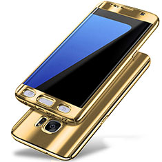 Custodia Plastica Rigida Cover Opaca Fronte e Retro 360 Gradi P01 per Samsung Galaxy S7 Edge G935F Oro