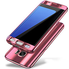 Custodia Plastica Rigida Cover Opaca Fronte e Retro 360 Gradi P01 per Samsung Galaxy S7 Edge G935F Oro Rosa