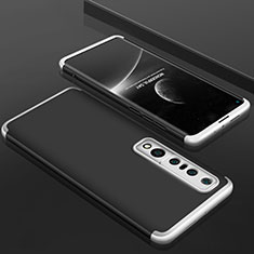 Custodia Plastica Rigida Cover Opaca Fronte e Retro 360 Gradi P01 per Xiaomi Mi 10 Pro Argento e Nero