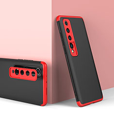 Custodia Plastica Rigida Cover Opaca Fronte e Retro 360 Gradi P01 per Xiaomi Mi 10 Rosso e Nero