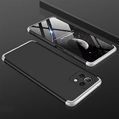 Custodia Plastica Rigida Cover Opaca Fronte e Retro 360 Gradi P01 per Xiaomi Mi 11 5G Argento e Nero