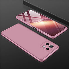 Custodia Plastica Rigida Cover Opaca Fronte e Retro 360 Gradi P01 per Xiaomi Mi 11 Lite 4G Oro Rosa