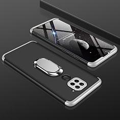 Custodia Plastica Rigida Cover Opaca Fronte e Retro 360 Gradi P01 per Xiaomi Redmi Note 9 Argento e Nero