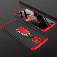 Custodia Plastica Rigida Cover Opaca Fronte e Retro 360 Gradi P01 per Xiaomi Redmi Note 9 Rosso e Nero