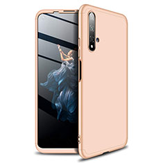 Custodia Plastica Rigida Cover Opaca Fronte e Retro 360 Gradi P02 per Huawei Honor 20 Oro