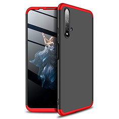 Custodia Plastica Rigida Cover Opaca Fronte e Retro 360 Gradi P02 per Huawei Honor 20S Rosso e Nero