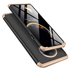 Custodia Plastica Rigida Cover Opaca Fronte e Retro 360 Gradi P02 per OnePlus 7T Oro e Nero