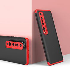Custodia Plastica Rigida Cover Opaca Fronte e Retro 360 Gradi P02 per Xiaomi Mi 10 Pro Rosso e Nero