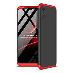 Custodia Plastica Rigida Cover Opaca Fronte e Retro 360 Gradi P02 per Xiaomi Redmi 9AT Rosso e Nero