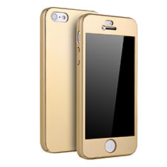 Custodia Plastica Rigida Cover Opaca Fronte e Retro 360 Gradi per Apple iPhone 5 Oro