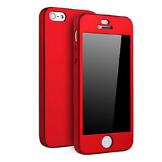 Custodia Plastica Rigida Cover Opaca Fronte e Retro 360 Gradi per Apple iPhone 5 Rosso