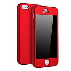 Custodia Plastica Rigida Cover Opaca Fronte e Retro 360 Gradi per Apple iPhone 5S Rosso
