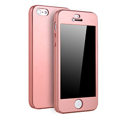 Custodia Plastica Rigida Cover Opaca Fronte e Retro 360 Gradi per Apple iPhone SE Oro Rosa