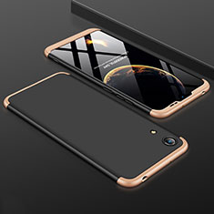 Custodia Plastica Rigida Cover Opaca Fronte e Retro 360 Gradi per Huawei Honor 8A Oro e Nero