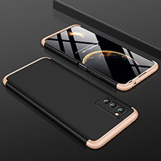 Custodia Plastica Rigida Cover Opaca Fronte e Retro 360 Gradi per Huawei Honor V30 5G Oro e Nero