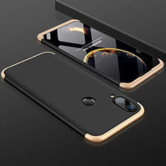 Custodia Plastica Rigida Cover Opaca Fronte e Retro 360 Gradi per Huawei P Smart+ Plus Oro e Nero