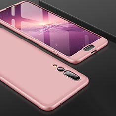 Custodia Plastica Rigida Cover Opaca Fronte e Retro 360 Gradi per Huawei P20 Pro Oro Rosa