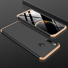 Custodia Plastica Rigida Cover Opaca Fronte e Retro 360 Gradi per Huawei P30 Lite Oro e Nero