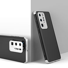 Custodia Plastica Rigida Cover Opaca Fronte e Retro 360 Gradi per Huawei P40 Pro Argento e Nero