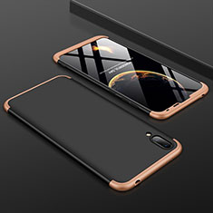 Custodia Plastica Rigida Cover Opaca Fronte e Retro 360 Gradi per Huawei Y7 (2019) Oro e Nero