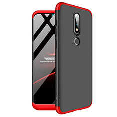 Custodia Plastica Rigida Cover Opaca Fronte e Retro 360 Gradi per Nokia X6 Rosso e Nero