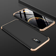 Custodia Plastica Rigida Cover Opaca Fronte e Retro 360 Gradi per OnePlus 6T Oro e Nero