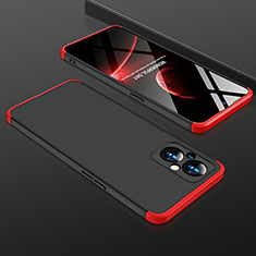 Custodia Plastica Rigida Cover Opaca Fronte e Retro 360 Gradi per OnePlus Nord N20 5G Rosso e Nero