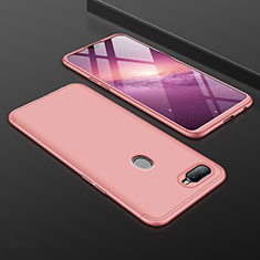 Custodia Plastica Rigida Cover Opaca Fronte e Retro 360 Gradi per Oppo A7 Oro Rosa